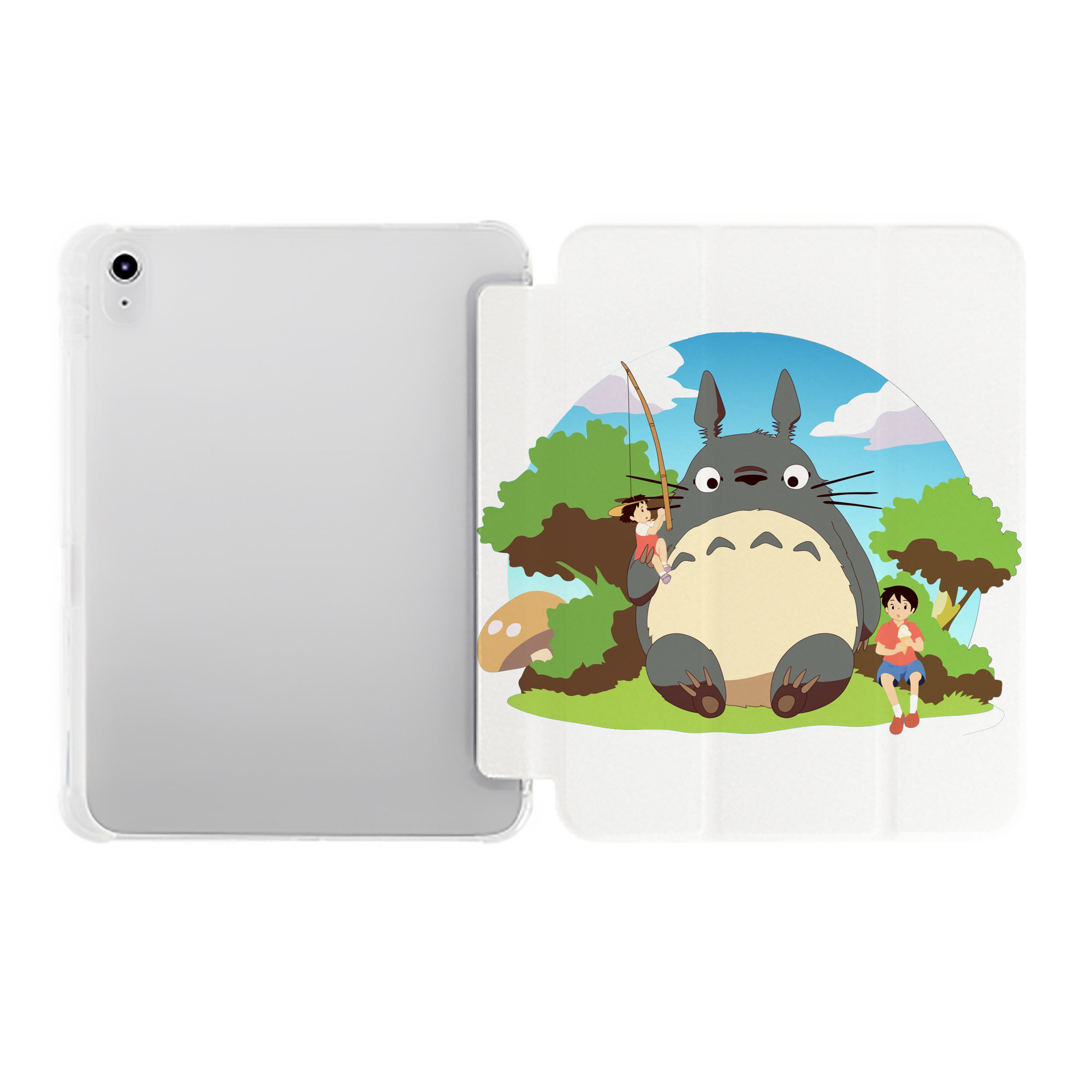 （画像用） となりのトトロ 草壁メイ 草壁サツキ My Neighbor Totoro Satsuki Kusakabe Mei Kusakabe IPad ケース ペン収納付き 三つ折りスタンド PUレザー×シリコン 対応機種9.5/10.5/10.9インチ